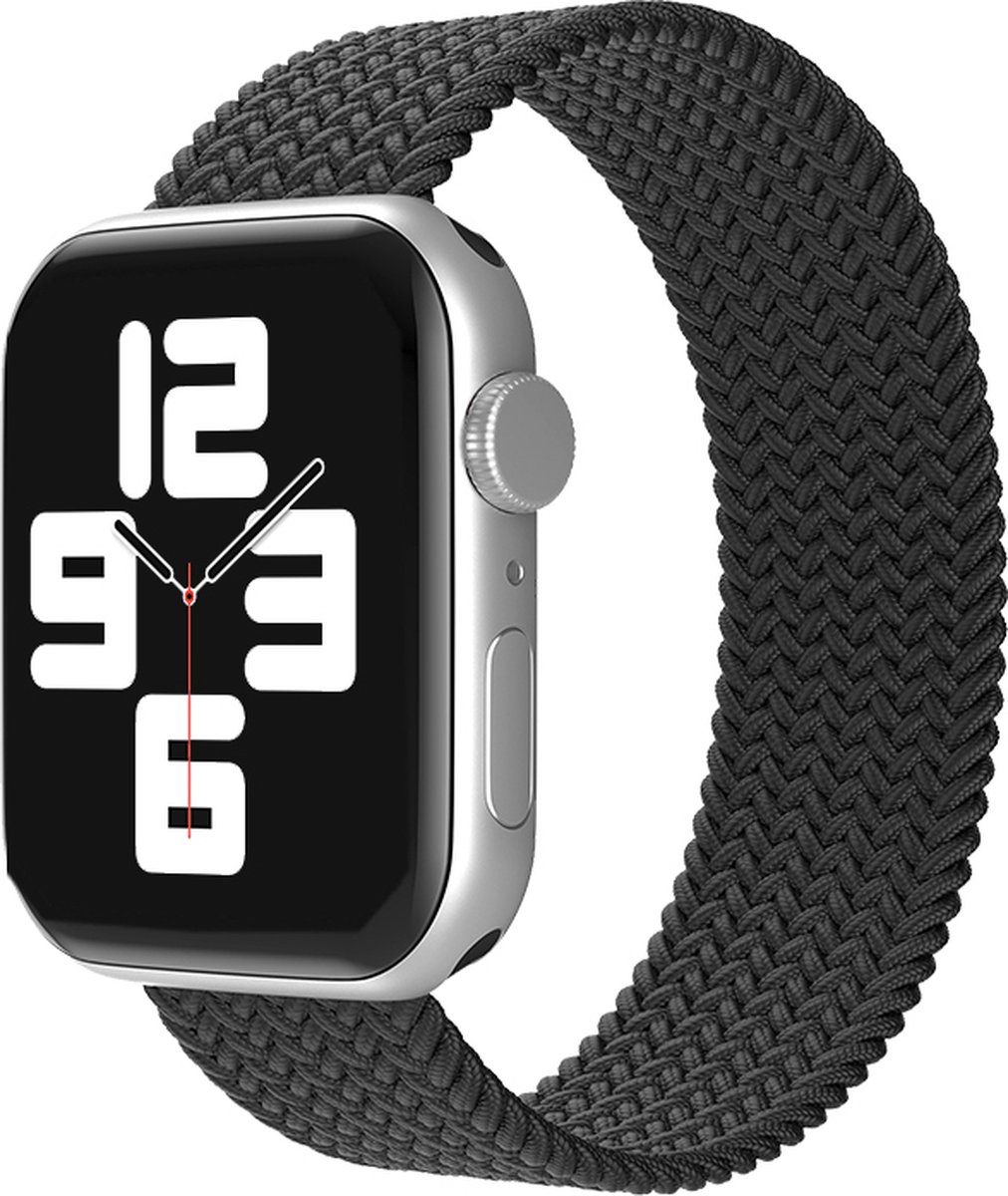EP Goods - Bandje geschikt voor Apple Watch Series 1/2/3/4/5/6/SE/7/8 - 38/40/41mm en Watch 10 & Watch 11 - 42mm - Nylon - Zonder sluiting - Zwart
