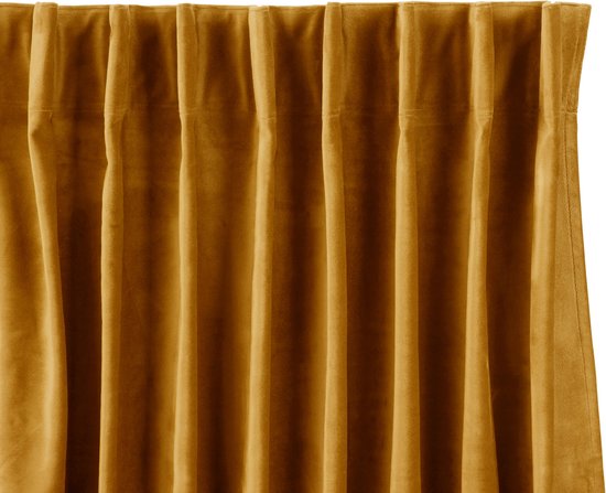 LIFA LIVING Rideau Occultant Avec Crochets Ocre, Rideau Opaque Fenêtre 100 % Polyester, Rideau Isolant Anti Lumière pour Chambre et Salon, 250 x 150 cm