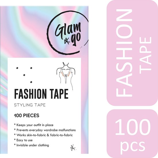 Glam & Go Fashion Tape - 100 stuks - Dubbelzijdig - Transparant | styling tape - kleding tape - jurk tape - kledingtape - kledingtape dubbelzijdig - dress tape - fashiontape - fashion tape kleding
