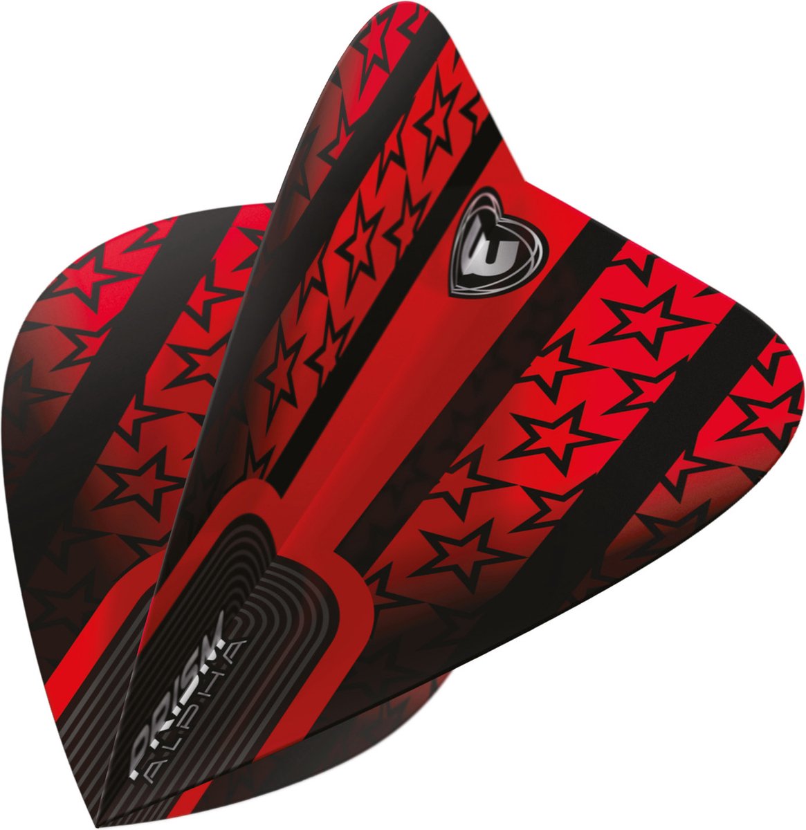 WINMAU - Prism Alpha Rood en Zwart Sterren Kite dart vluchten - 1 sets per pakket (3 dartvluchten in totaal) (9 dartvluchten in totaal)