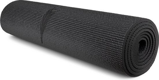 MindBaas - Yoga Mat (extra dik) - Fitness Mat - Eco - Antislip - Zwart - Pilates Mat - 183 x 61 x 0.6 cm