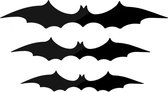Halloween Horror Vleermuis XL Stickers Raam - Set van 3 - Zwart