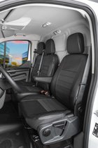 Premium autostoelhoezen compatibel met Peugeot Partner 09/2018-today, 1 enkel stoelbekleding front + Armsteunbeschermer, 1 Dubbele bankhoes