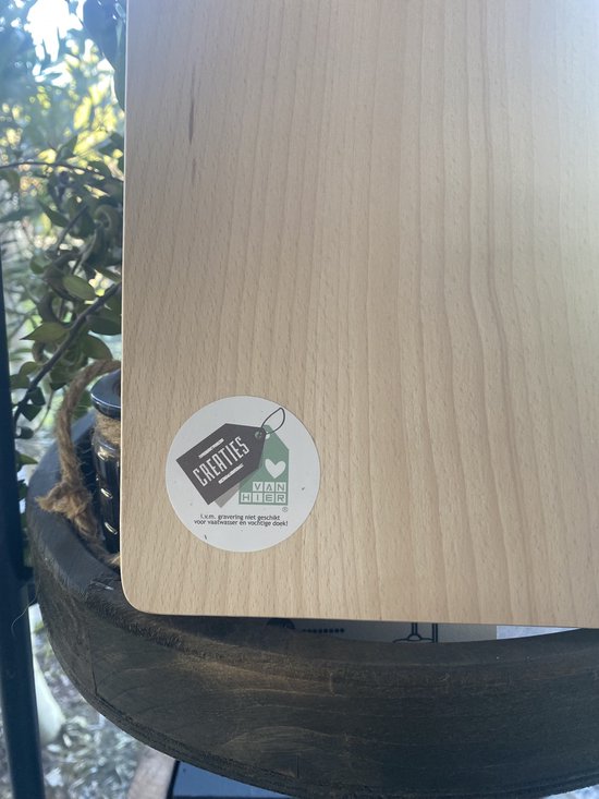 Creaties van Hier - serveerplankje - bedankt met zeepje - 35 cm - hout - glas