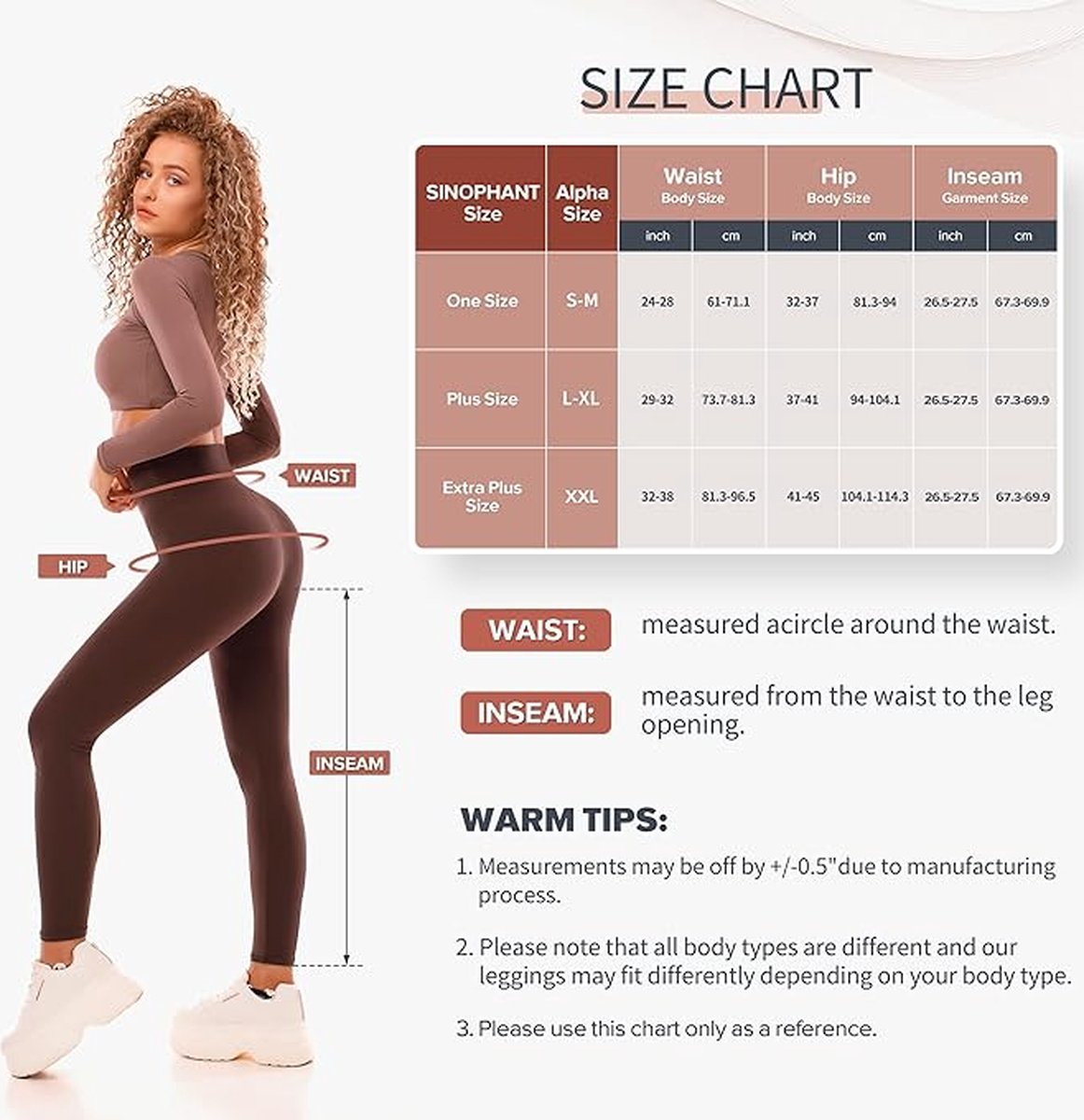 Legging Taille Haute Femme Marron – Contrôle Ventre, Extensible 4 Sens, Yoga Running Gym, Confort Seconde Peau, Taille L