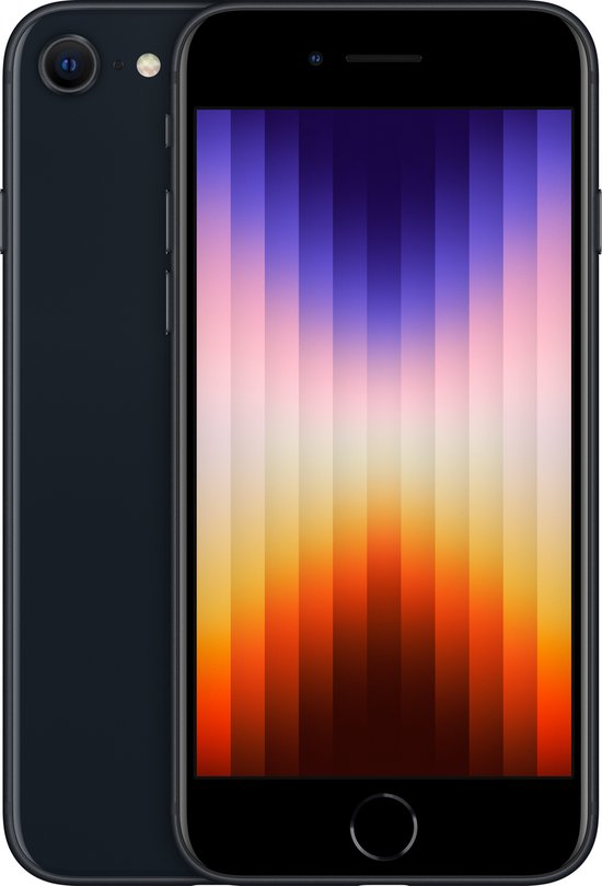 Apple iPhone SE 2022 5G Dual SIM 128GB Zwart, A15 Bionic, Snelle chip, Sterk glas, Lange batterijduur