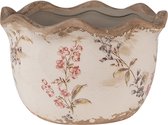 Clayre & Eef Bloempot Ø 14x9 cm Beige Roze Keramiek Bloemen Bloempot Binnen