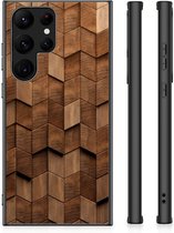 Houten Print Telefoonhoesje geschikt voor Samsung Galaxy S23 Ultra Wooden Cubes
