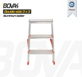Bol.com Bovak huishoudtrap - dubbele trap 3 treden - inklapbaar Aluminium keukentrapje - EN131 TÜV Gekeurd - keukentrap - bouwtrap aanbieding