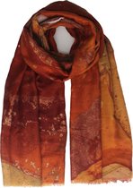 Elza scarf- Accessories Junkie Amsterdam- Herfst winter- Dames- Katoen- Fantasie print- Goud glitter- Oranje