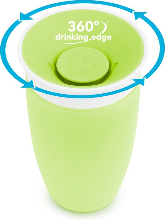Munchkin Miracle Anti-Lek 360° Drinkbeker - Sippy Cup - Oefenbeker voor Baby en Kind - 296ml - Groen - Munchkin