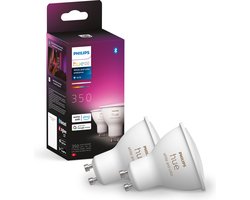 Philips Hue Slimme Lichtbron GU10 Spot Duopack - wit en gekleurd licht - 5,7W - Bluetooth - 2 Stuks