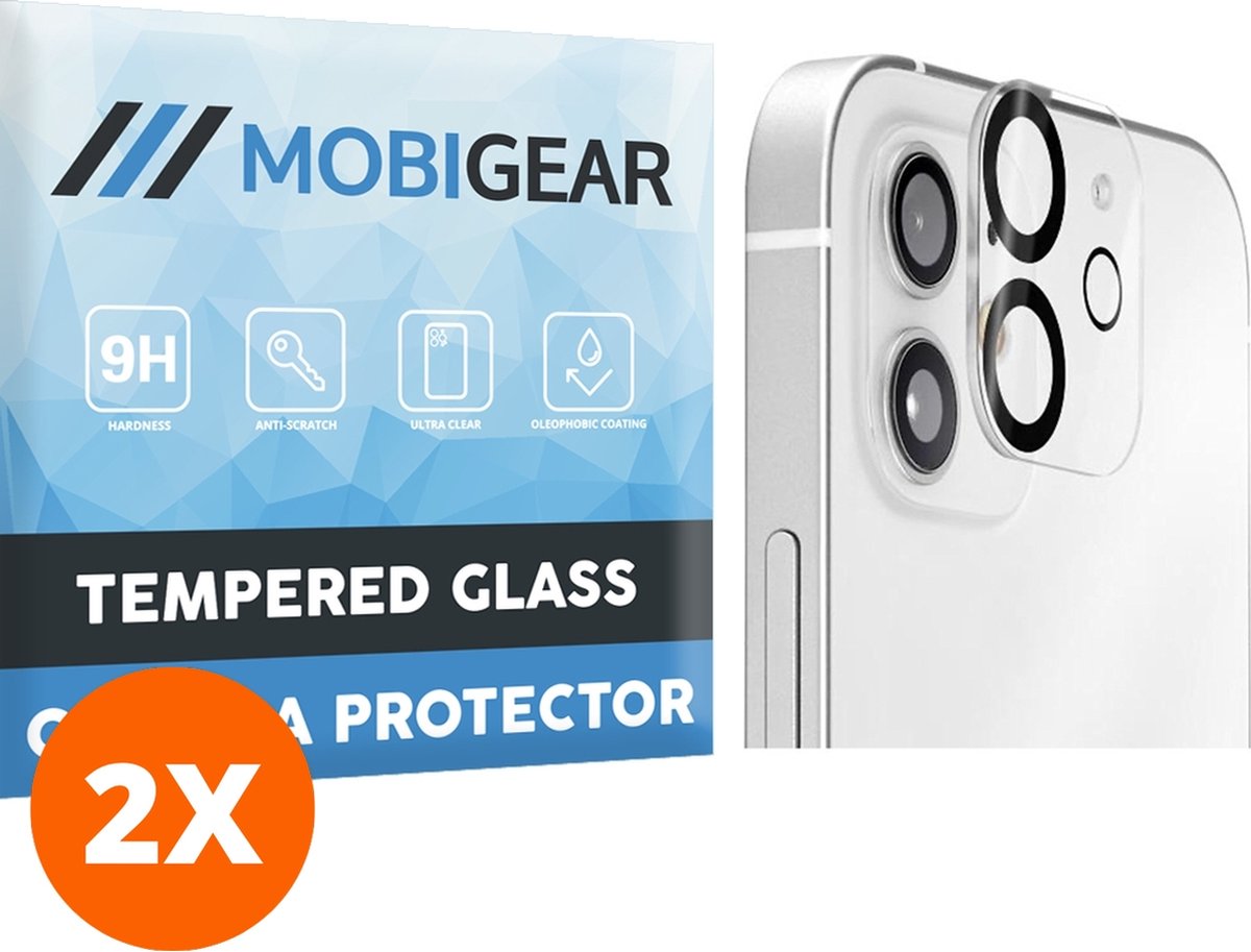 Mobigear Screenprotector geschikt voor Apple iPhone 12 Mini Glazen | Mobigear Camera Protector - Case Friendly (2-Pack)