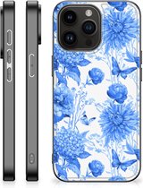 Bloemen Hoesje voor Geschikt voor iPhone 15 Pro Max Flowers Blue