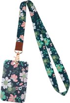 Badgehouders - pashouder met keycord Flowers Green - uitschuifbaar - sleutels en passen - afneembaar