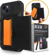 R2B® Étui avec porte-cartes adapté à iPhone 15 - 4 cartes - Avec protecteur d'écran - Modèle Zeist