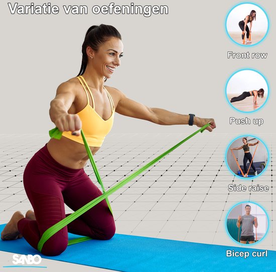 Sanbo Weerstandsbanden Set - Fitness elastiek - 200 x 15 cm - Bol