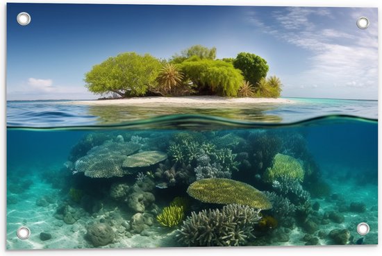 Tuinposter – Koraal - Oceaan - Zee - Eiland - 60x40 cm Foto op Tuinposter (wanddecoratie voor buiten en binnen)
