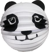 Haza Lampion panda - 20 cm - wit/zwart - papier - Sint maarten/kinderfeestje lampionnen