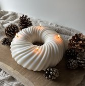 MinaCasa - Luxe XL Donut kaars - wit - Cadeau - Kerst - Winter