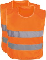 Veiligheidsvest - 2x - voor kinderen - oranje - Reflecterende/fluoriserende veiligheidshesjes