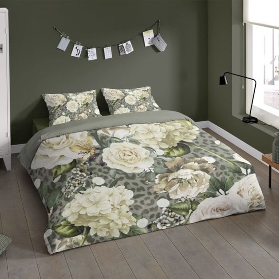 Pure Dekbedovertrek "bloemen" - Groen - (240x200/220 cm) - Microfiber