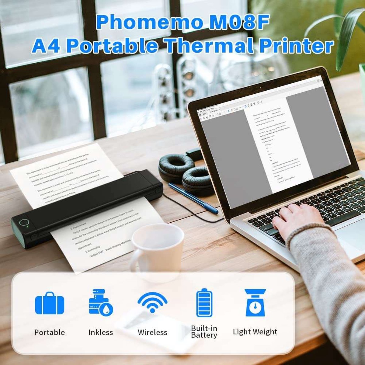 Phomemo M08F A4 Papier thermique à séchage rapide compatible avec