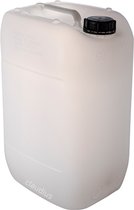 Jerrycan 25 Liter Transparant – handig stapelbaar – UN gekeurd – voor water en gevaarlijke vloeistoffen – inclusief dop – totaal te legen