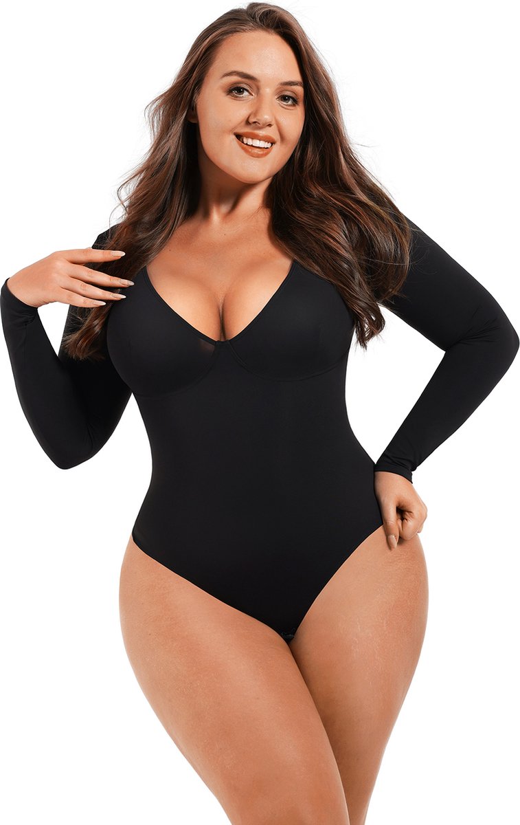 Vijamiy Shapewear voor vrouwen, buikcontrole, full body shaper, V-hals vormende bodysuit verstelbaar korset beeldhouwen string bodysuits afslankende beugelpakjes naadloze taille trainer, roze, L