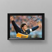 Diego Maradona Art - Signature imprimée - 10 x 15 cm - Dans un cadre Zwart Classique - Boca Juniors