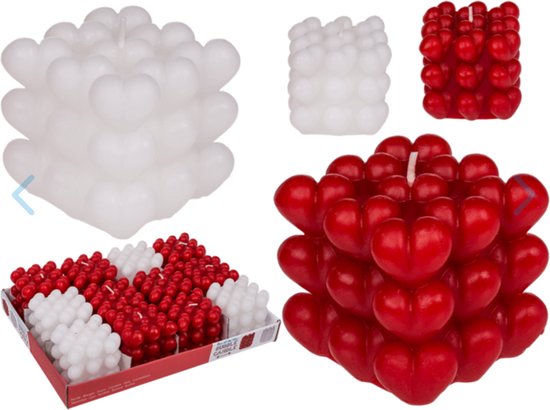 2 stuks kaars - Rood hart bubble kaars - 6cm - heart candle - kerst cadeau