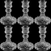 Glazen kaarsenhouder [6 stuks] - Kaarsenhouder Taper Kaarsen voor Bruiloften, Centerpieces, Eettafels - Transparante Kaarsenhouder Glazen Set voor Rustieke Vintage Decoratie - 7,7 x 10 cm