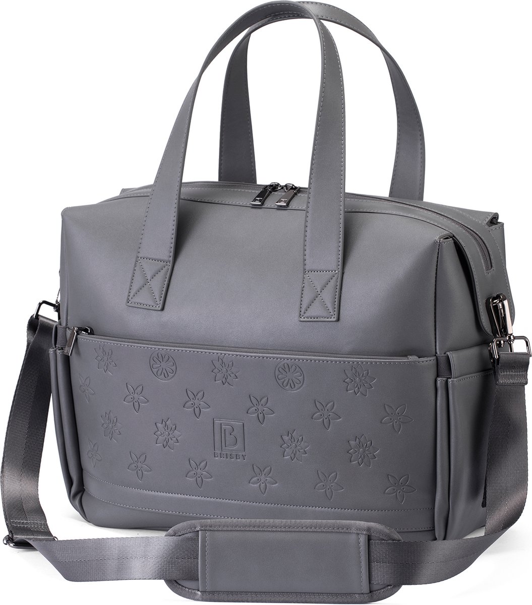 Brisby Venezia Slijtvaste Weekendtas - Schoudertas - Reistas - Handbagage - incl. ophanghaken - PU Leer - Grijs