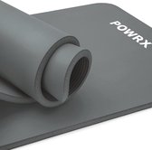 POWRX Gymnastiekmat I Yogamat (Grijs, 190 x 60 x 1,5 cm) incl. draagriem + tas + GRATIS oefenposter I Huidvriendelijke sportmat Fitnessmat antislip Ftalaatvrij