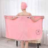 Beste Prijs badjas - badjas dames - haarhanddoek - sauna handdoek - absorberend - roze