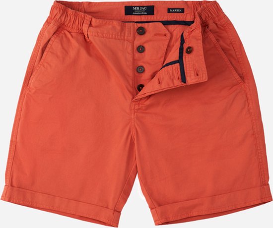 Mr Jac - Slim fit - Heren -Korte Broek - Shorts - Garment Dyed - Pima Cotton - Steen Rood - Maat XL