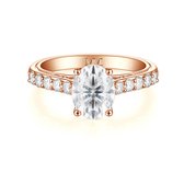 Fiorenza - 14k Roségouden Tijdloze Moissanite Ring met Pavé Band en Galerijdetail - 0.9 karaat