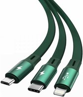 Câble Baseus 3 en 1 - USB vers Micro USB, Lightning, Type C - 3,5a 1,2 mètres (camlt-mj06) Vert