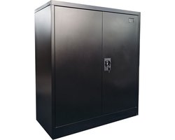 IVOL Archiefkast met slot - Kantoorkast 90 x 100 x 40 cm - Draaideurkast Zwart met 1 legbord
