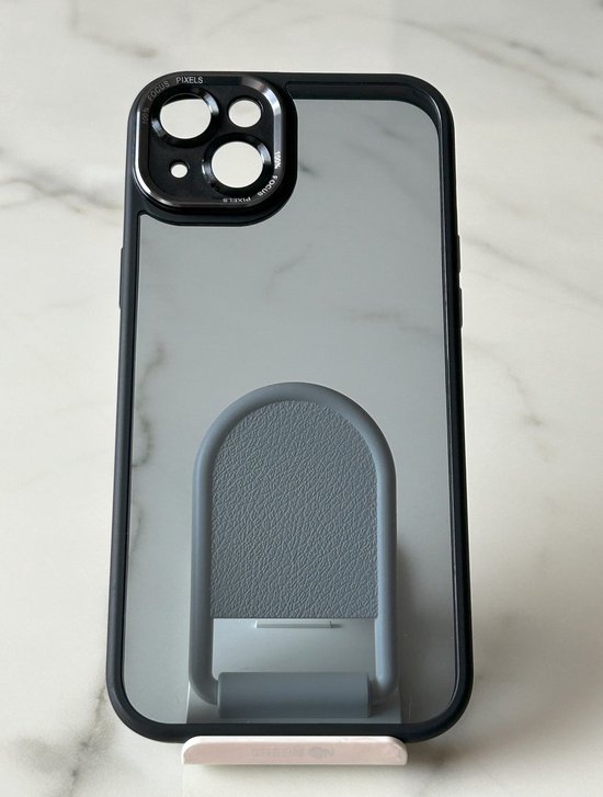 Coque arrière Luxe et robuste en silicone/acrylique avec protection d'appareil photo - Convient pour Apple iPhone 14 / iPhone 15 - Zwart/ Transparent