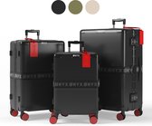 ONYX® Bagage à main et valise d'enregistrement - Ensemble de valises 33L/65L/100 L - Serrure TSA - Roues Spinner - Trolley léger - Fermeture en aluminium - Zwart