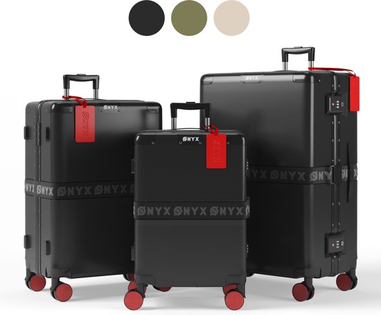 ONYX kofferset – 33/65/100 L – TSA – spinner wielen – zwart