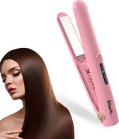 Èllasis® Draadloze Stijltang - Hair Straightener - 2 in 1 - Krultang - Draadloos - Mini - Reis - Haar - Roze