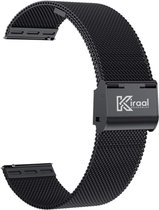 Kiraal - RVS Horlogebandje - 22mm - Zwart - Geschikt Voor Fit 4 - Fit 5 - Fit 10- Luxe Metalen Smartwatch Bandje - Stijlvol Schuif Bandje