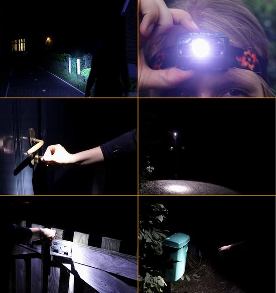 Hoofdlamp LED Oplaadbaar Oranje - Leeslampje voor Boek - Hardloop verlichting - Kluslamp - 160 Echte Lumen - King Mungo KMHL019