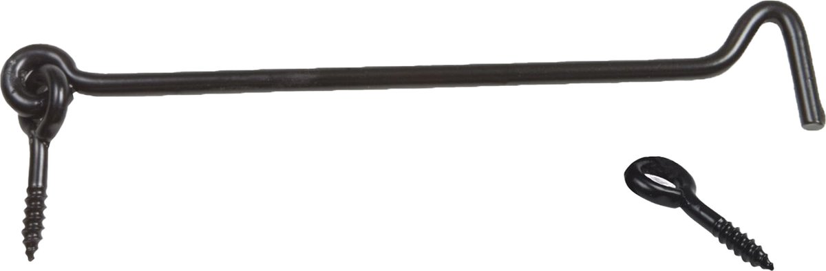 AMIG windhaak / windhaken - staal - zwart - L25 cm - D6 mm - met schroefoog