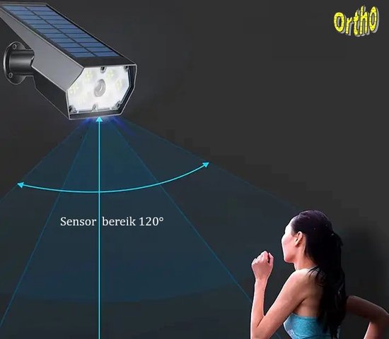 Ortho® - Dummy Camera - LED Buitenlamp - Zonne-energie - Solar - Bewegingsmelder - Wandlamp - Muurbevestiging - GEEN netstroom of snoeren nodig - Zwart van Ortho® — afbeelding 5