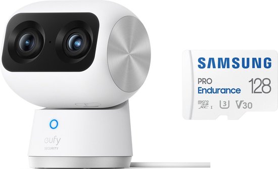 eufy Security Indoor Cam S350 + SAMSUNG MicroSDXC 128GB PRO - Bundel