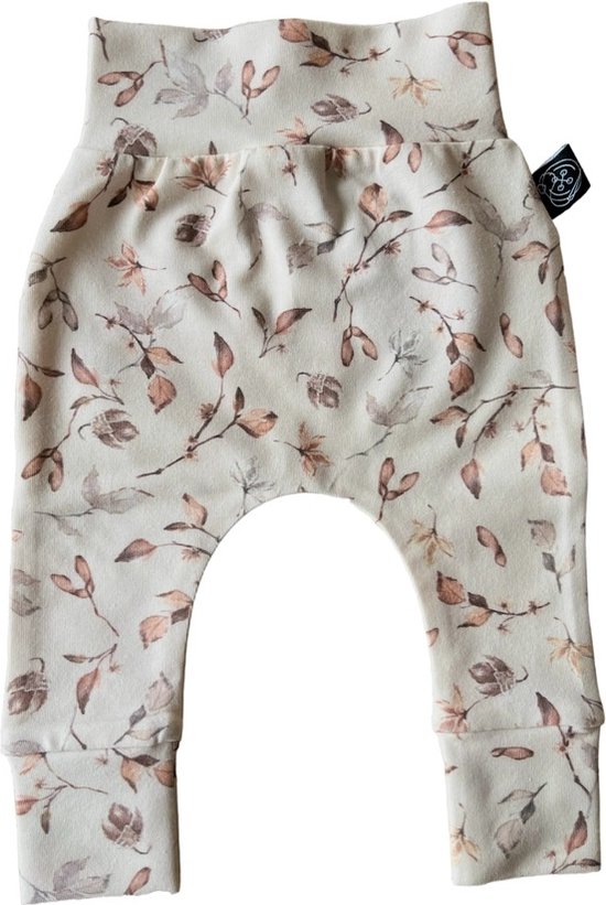 Broekje Frozen Botanical Sand - Ecru/Roze - Broekiezzz - Maat 62 - Biologisch katoen