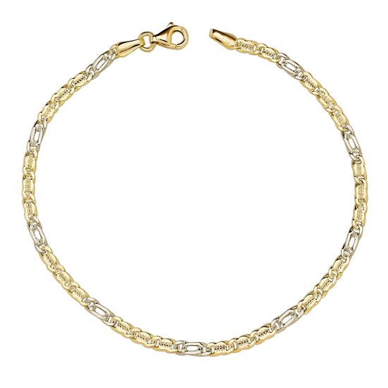 Juwelier Zwartevalk 14 karaat gouden bicolor armband - ZV 1322/18cm